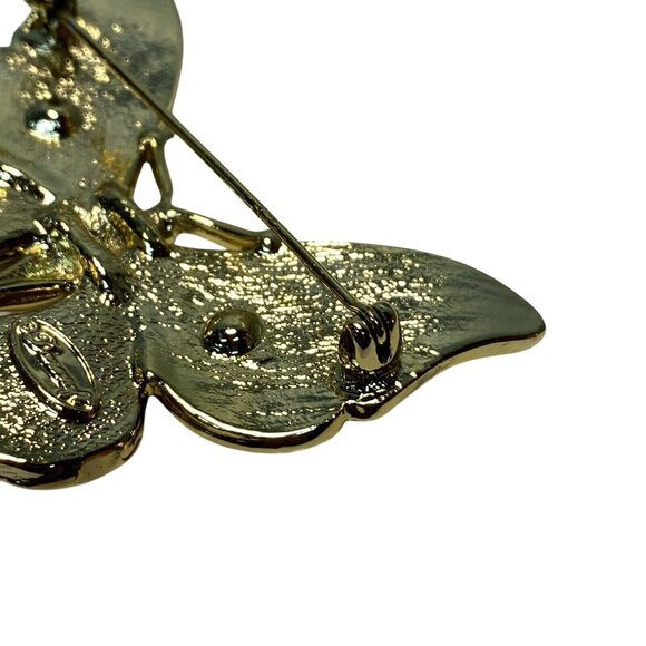Vintage Danecraft Butterfly Brooch Pin Gold Pink Purple Green Signed - Picture 4 of 6